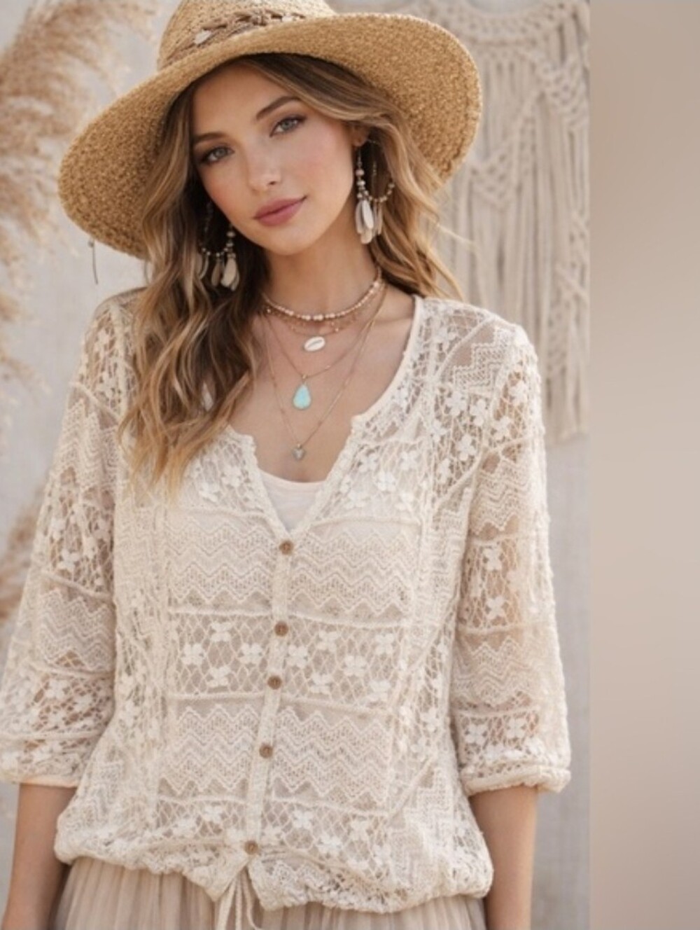 142. Ella Moss Romantic Boho Layered Top